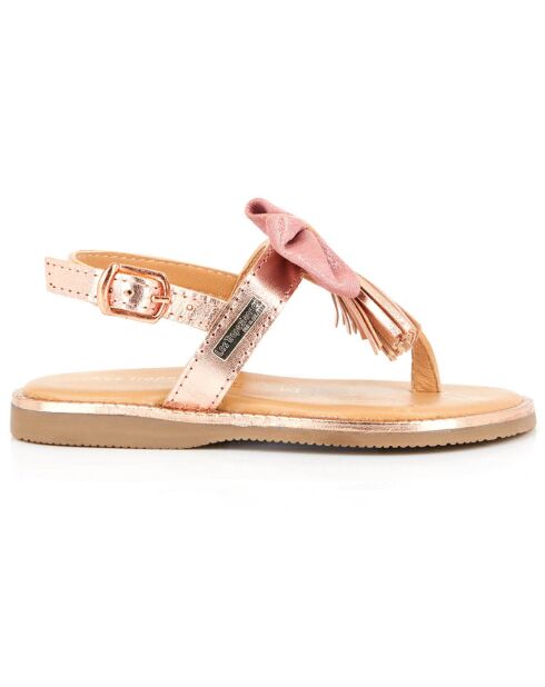 Roze leren sandalen met neus en neus Isla