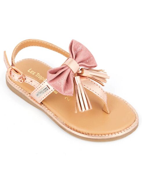 Roze leren sandalen met neus en neus Isla