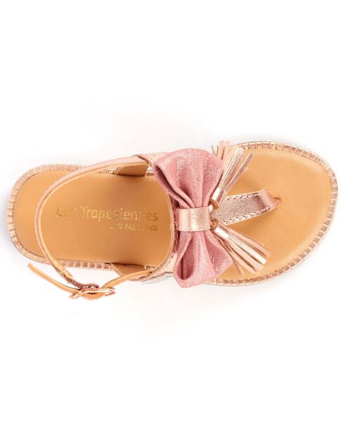 Roze leren sandalen met neus en neus Isla