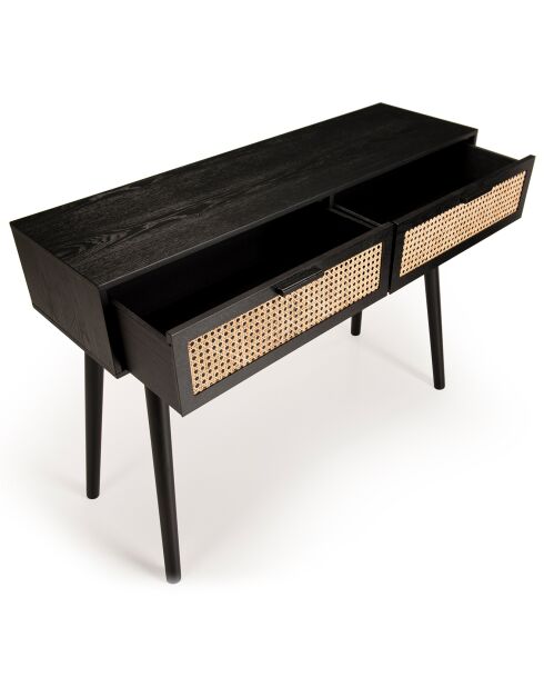 Console Angelo 2 Tiroirs Bois/noir - 110x33x81.5 cm