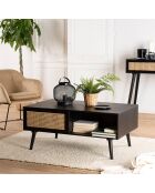 Table basse Angelo 2 Tiroirs Bois/Noir - 100x60x44.5 cm