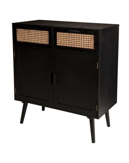 Buffet Angelo 2 Tiroirs . 2 Portes Bois/noir - 75x38x85.5 cm