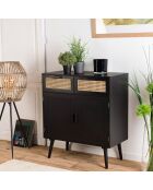 Buffet Angelo 2 Tiroirs . 2 Portes Bois/noir - 75x38x85.5 cm