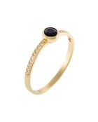 0,27 karaat geelgouden solo-ring met saffier
