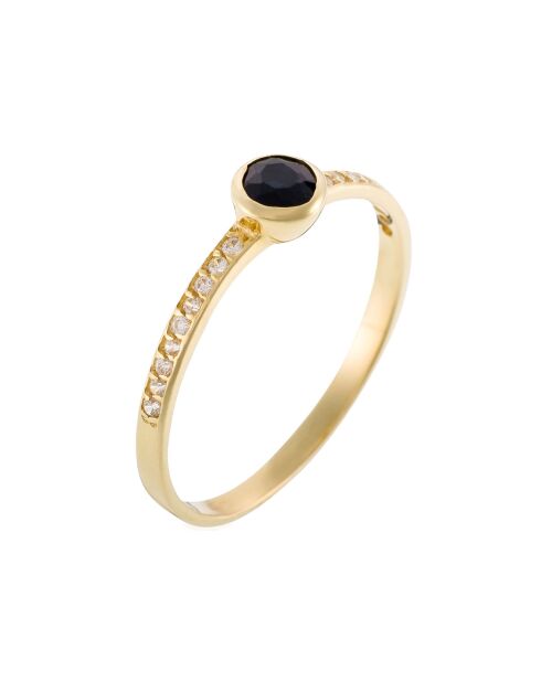 0,27 karaat geelgouden solo-ring met saffier