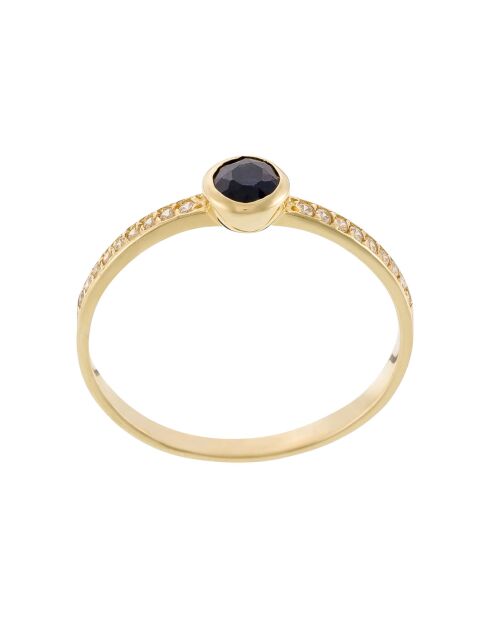 0,27 karaat geelgouden solo-ring met saffier