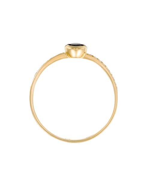 0,27 karaat geelgouden solo-ring met saffier