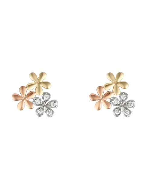 Boucles d'oreilles Minis Fleurs or tricolore