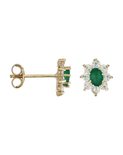 Boucles d'oreilles Marguerite Emeraudes 0.20 ct or jaune