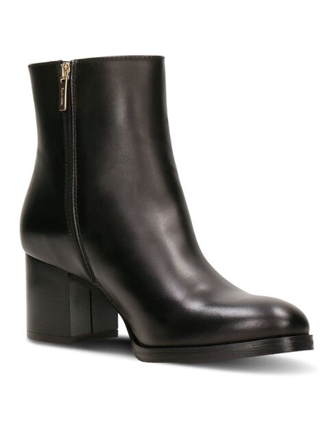 Bottines en Cuir Coralie noires -Talon 6 cm