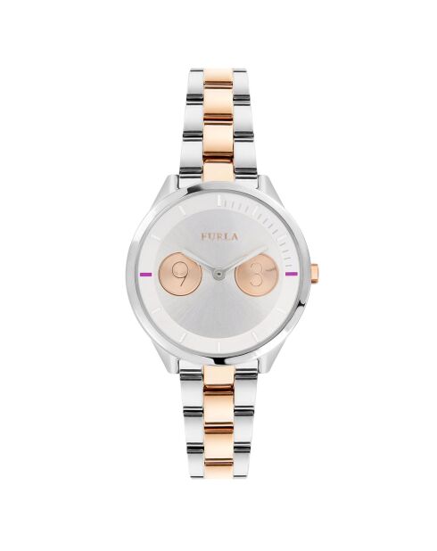 Montre Femme en Acier Metropolis argenté/doré rose