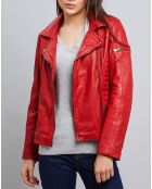 Veste en Cuir Frederika rouge