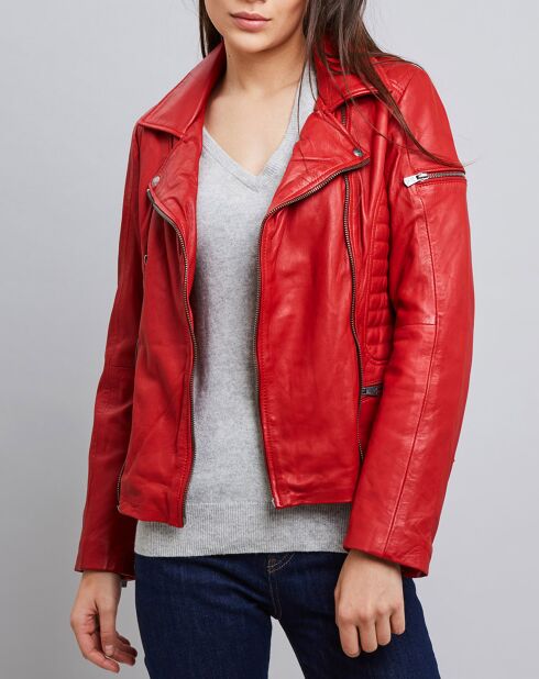 Veste en Cuir Frederika rouge