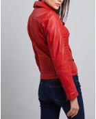 Veste en Cuir Frederika rouge
