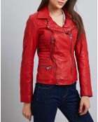 Veste en Cuir Frederika rouge