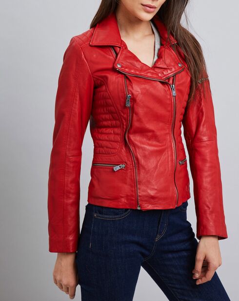 Veste en Cuir Frederika rouge