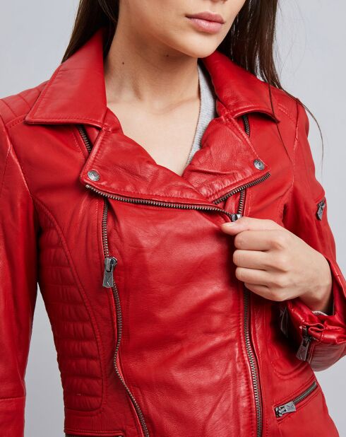 Veste en Cuir Frederika rouge