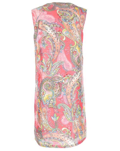 Robe courte droite Florette tresse fantaisie & perles à l'encolure rose