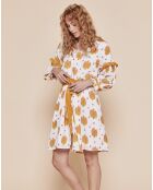 Robe Fluidite-D courte petits volants ajourés écrue