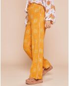 Pantalon Calais-D fluide taille élastique imprimé fantaisie  jaune