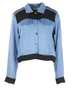 Veste en jean Disco-D bandes satinées contrastantes bleu/bleu foncé