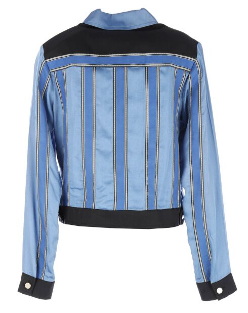Disco-D spijkerjack met contrasterende blauw/donkerblauwe satijnen banden