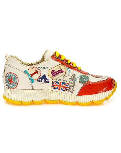 Baskets basses Bon Voyage beige/rouge/jaune