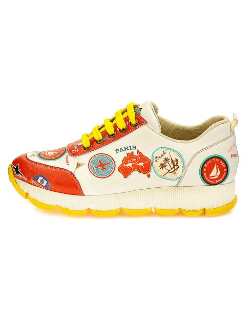 Baskets basses Bon Voyage beige/rouge/jaune