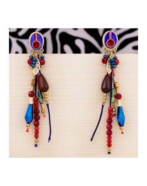 Boucles d'oreilles Tanka dorées à l'or fin multicolores