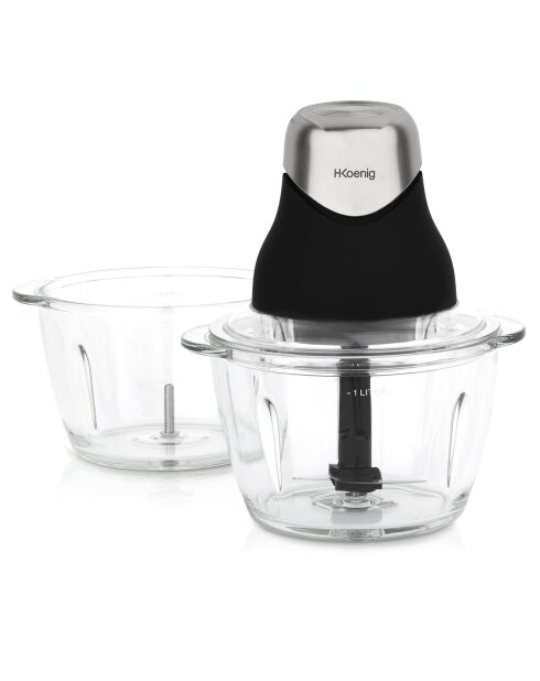 Mini hachoir électrique avec 2 bols LEO9 noir/transparent - 320W