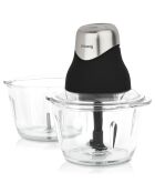 Mini hachoir électrique avec 2 bols LEO9 noir/transparent - 320W