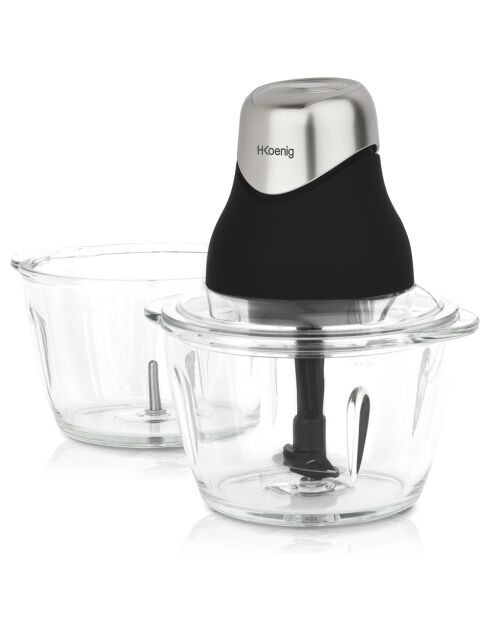 Mini hachoir électrique avec 2 bols LEO9 noir/transparent - 320W