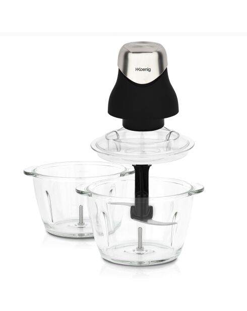 Mini hachoir électrique avec 2 bols LEO9 noir/transparent - 320W