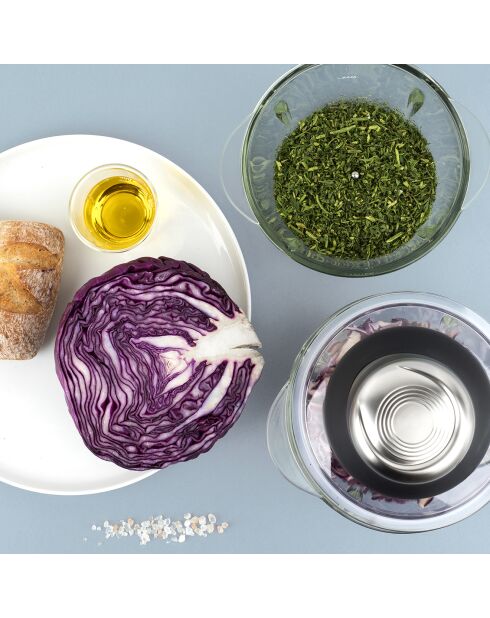 Elektrischer Mini-Zerkleinerer mit 2 LEO9-Schalen schwarz/transparent - 320W