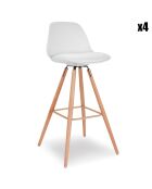 4 Chaises hautes Oslo blanches - 39x42x82 cm