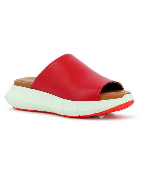 Mules en Cuir Acid blanc/rouge