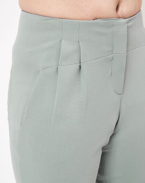 Pantalon à pinces en Laine mélangée bleu gris