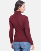 Pull en Cachemire & Soie mélangés Col roulé bordeaux