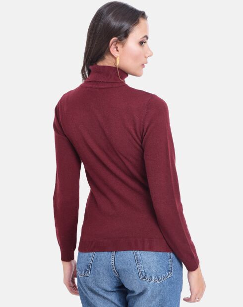 Pull en Cachemire & Soie mélangés Col roulé bordeaux