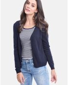 Cardigan en Cachemire & Soie mélangés Boutonné bleu nuit