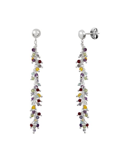 Boucles d'oreilles Pendantes en Argent & Pierres naturelles multicolores