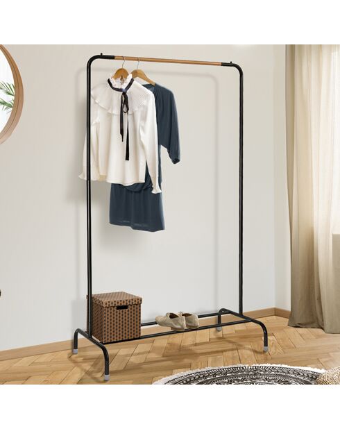 Appendiabiti Atlanta nero/legno - 80x45x148 cm
