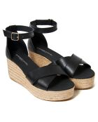 Sandales en Cuir Elisa noires - Talon 7 cm