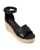 Sandales en Cuir Elisa noires - Talon 7 cm