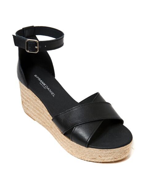 Sandales en Cuir Elisa noires - Talon 7 cm