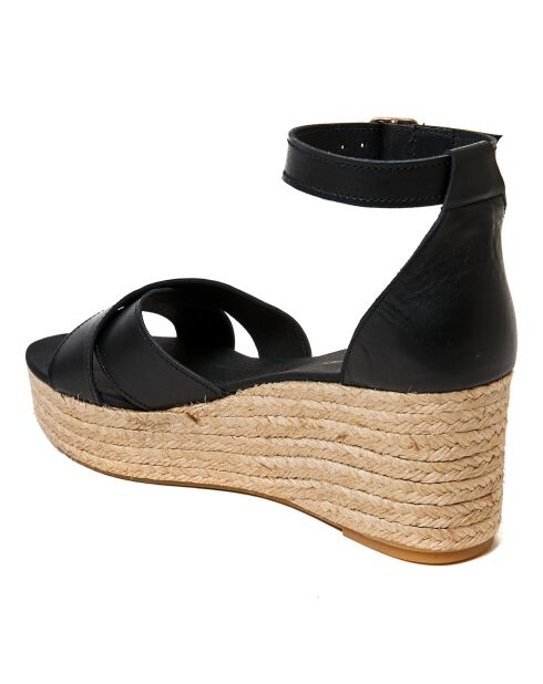 Sandales en Cuir Elisa noires - Talon 7 cm