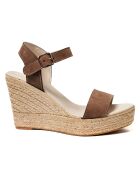 Sandales en Velours de Cuir Pauline taupe - Talon 10 cm