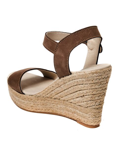 Sandales en Velours de Cuir Pauline taupe - Talon 10 cm