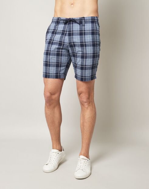 Bersblauw/marineblauwe geruite short