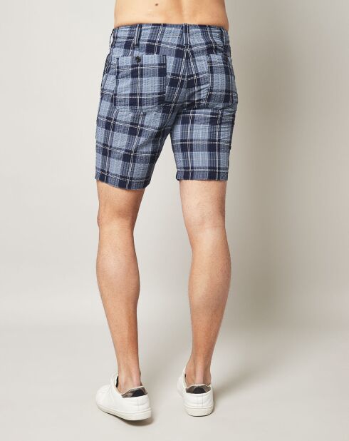 Bersblauw/marineblauwe geruite short